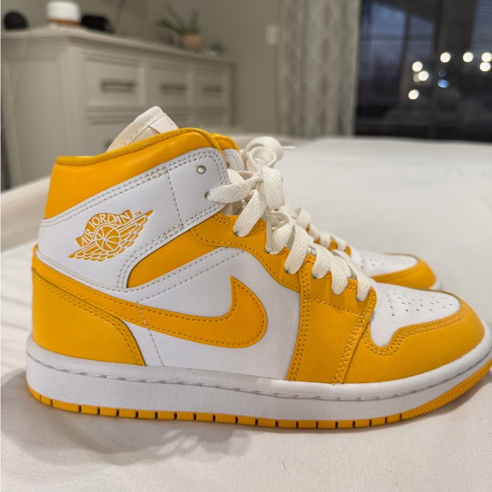 Nike Air Jordan Yellow and White Athletic Shoes
